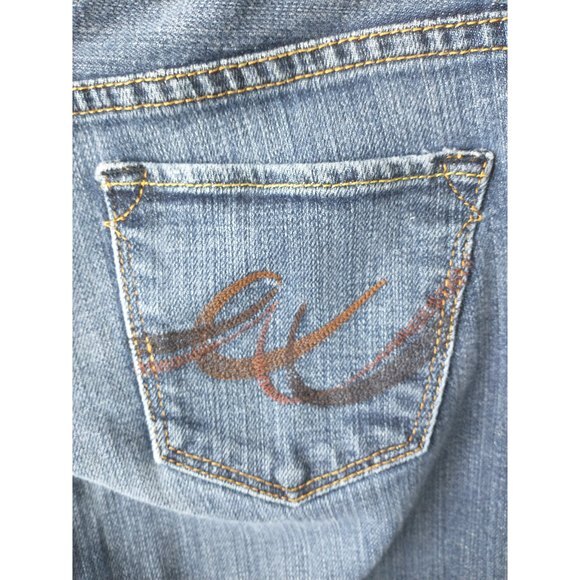 Express Skinny Jeans Women’s Size 0 Blue Medium Wash Embroidered Pockets - Picture 7 of 8